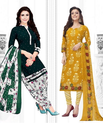 ANIRAV Crepe Solid, Printed, Geometric Print Salwar Suit Material
