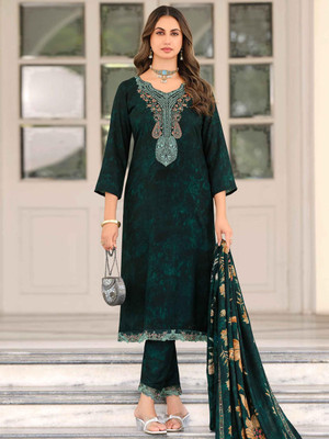 Stylee Lifestyle Wool Embroidered Salwar Suit Material