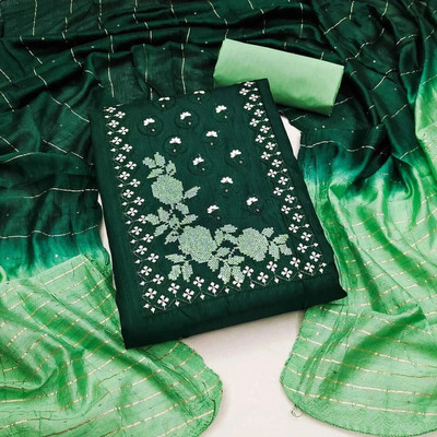RUDRAA FAB Cotton Blend Embroidered Salwar Suit Material