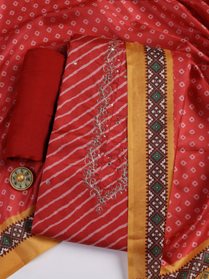 Meena Bazaar Cotton Blend Embroidered Salwar Suit Material
