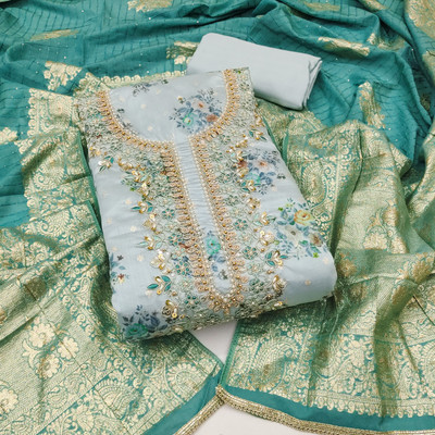 manvaa Chanderi Embellished Salwar Suit Material