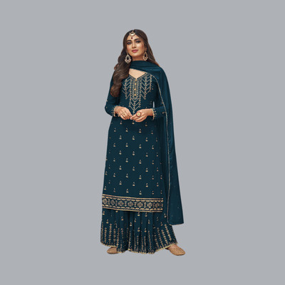 IYALAFAB Georgette Embroidered Kurta & Palazzo Material
