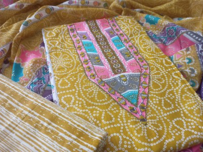 Meghdoot Textiles Pure Cotton Floral Print, Printed, Geometric Print, Striped Salwar Suit Material