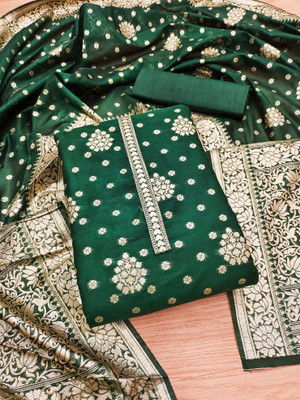 PandadiSaree Silk Blend Self Design Salwar Suit Material