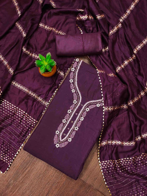 Blissta Cotton Blend Embellished Salwar Suit Material