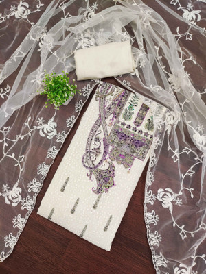 Shadow & Saining Georgette Embellished Salwar Suit Material