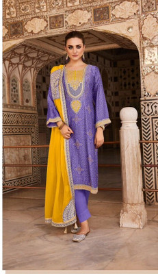 AKSHTA Pure Silk Embroidered Salwar Suit Material