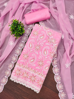 NEGRONISTAR Georgette Embroidered Salwar Suit Material