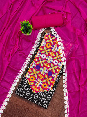 Ethnic Junction Cotton Blend Embroidered Salwar Suit Material