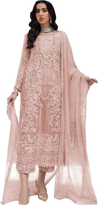 Uday art Net/Lace Embroidered Salwar Suit Material