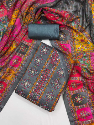 FLAPION CREATION Art Silk Embroidered Salwar Suit Material