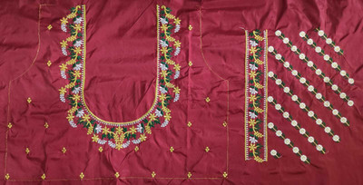 aai k Silk Blend Embroidered Blouse Material