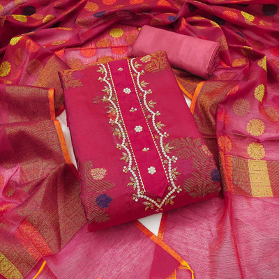 Peachmode Pure Silk Embellished Salwar Suit Material