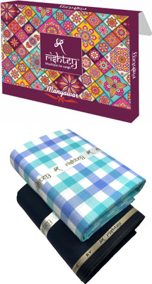 Rishtey Cotton Blend Solid, Checkered Shirt & Trouser Fabric