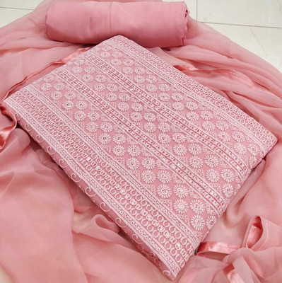 Zeus store Georgette Embroidered Kurta & Churidar Material