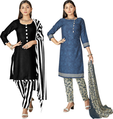 ANAND Crepe Striped Salwar Suit Material
