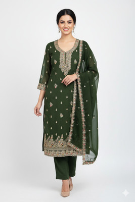 rajgharan nx Chanderi Embroidered Salwar Suit Material