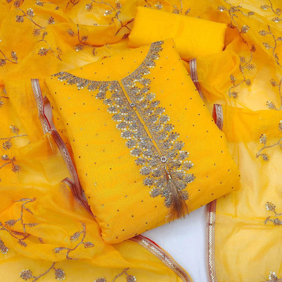 Heenari Chanderi Embroidered Salwar Suit Material