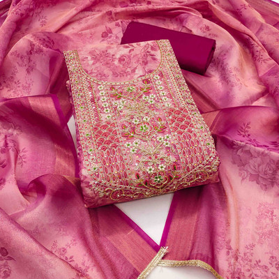 Kimisha Cotton Silk Embellished Salwar Suit Material