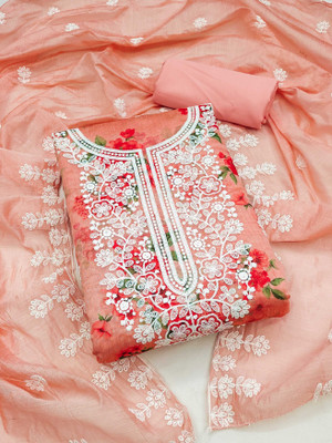 Divastri Silk Blend Embroidered, Printed Salwar Suit Material