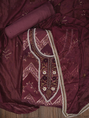 Jaipur Kurti Organza Embroidered Salwar Suit Material