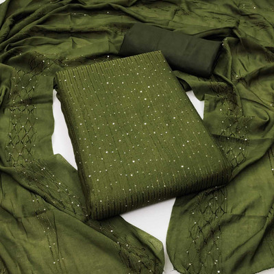 HLSILK Chanderi Embellished Salwar Suit Material