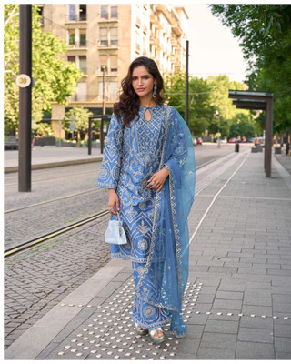 Avtar Singh And Sons Silk Blend Embellished Salwar Suit Material