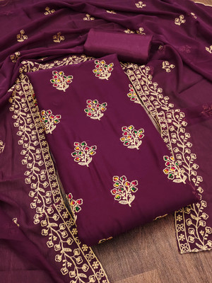HERE&NOW Georgette Embroidered Salwar Suit Material