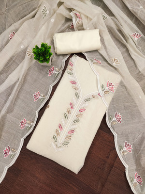 PANZORA Chanderi Embroidered Salwar Suit Material