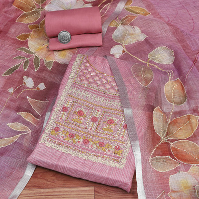 BIBA Net/Lace Embroidered Salwar Suit Material