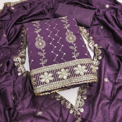 Divastri Silk Blend Embroidered Salwar Suit Material