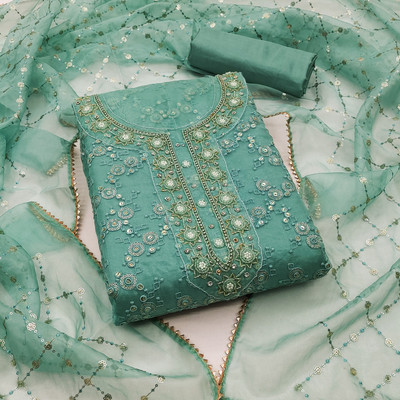 manvaa Organza Embellished Salwar Suit Material