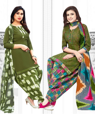 YASHIKA Crepe Solid, Printed, Geometric Print Salwar Suit Material