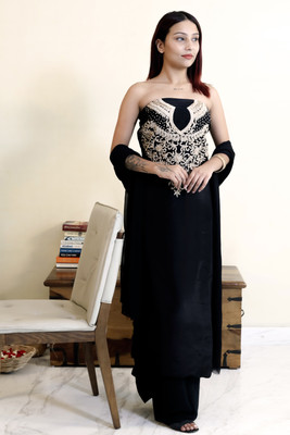 The Weavers Shop by Raavi Crepe Embroidered Salwar Suit Material