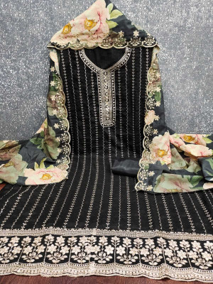 TNT Silk Blend Embroidered Salwar Suit Material