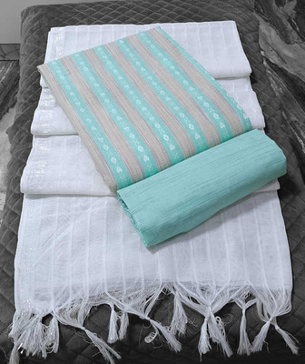 TAHURA CREATION Cotton Blend Self Design, Striped Salwar Suit Material