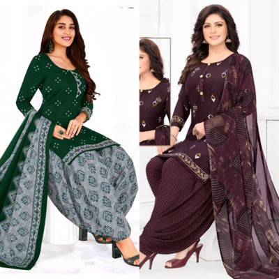 Punjdhan ethnicstore Crepe Printed Salwar Suit Material