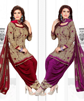 ANIRAV Crepe Solid, Printed, Geometric Print Salwar Suit Material