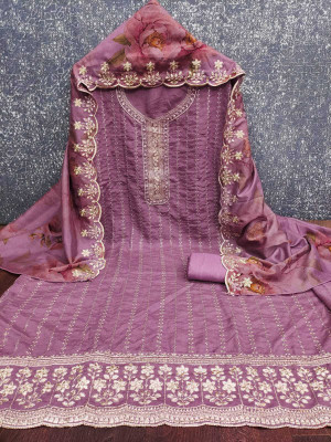 TNT Silk Blend Embroidered Salwar Suit Material