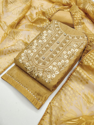 Tavas Chanderi Embroidered Salwar Suit Material