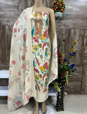 PUNRASAR TEXTILE Cotton Blend Floral Print Salwar Suit Material