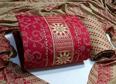 Meghdoot Textiles Pure Cotton Embroidered, Printed Salwar Suit Material