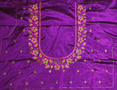 aai k Silk Blend Embroidered Blouse Material