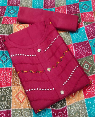Ishika Creation Cotton Blend Embellished Kurta & Churidar Material