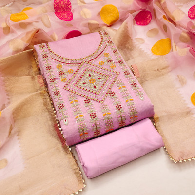 Tasrika Chanderi Embroidered Salwar Suit Material