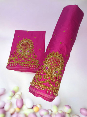 SM FASHION Silk Blend Embroidered Blouse Material