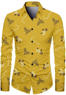 AviraEnterprise Men Printed Casual Yellow Shirt