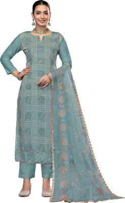 Saware Cotton Silk Embellished Salwar Suit Material
