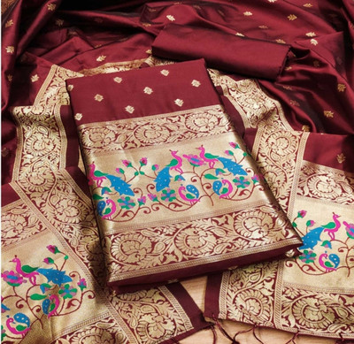 Priyanka Collection Tussar Silk Self Design Salwar Suit Material