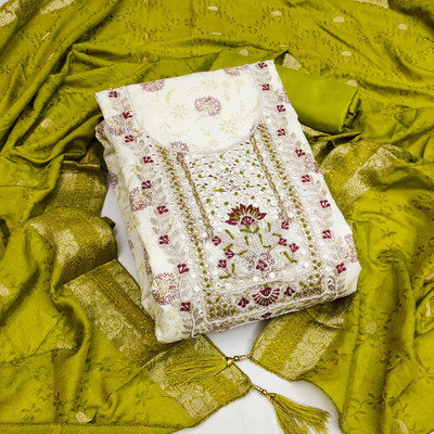 HERE&NOW Chanderi Embellished Salwar Suit Material